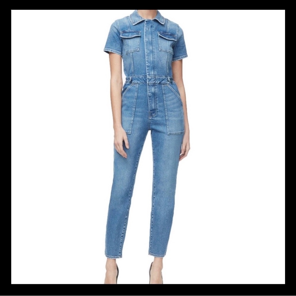 Good American Light Blue Denim Jumpsuit